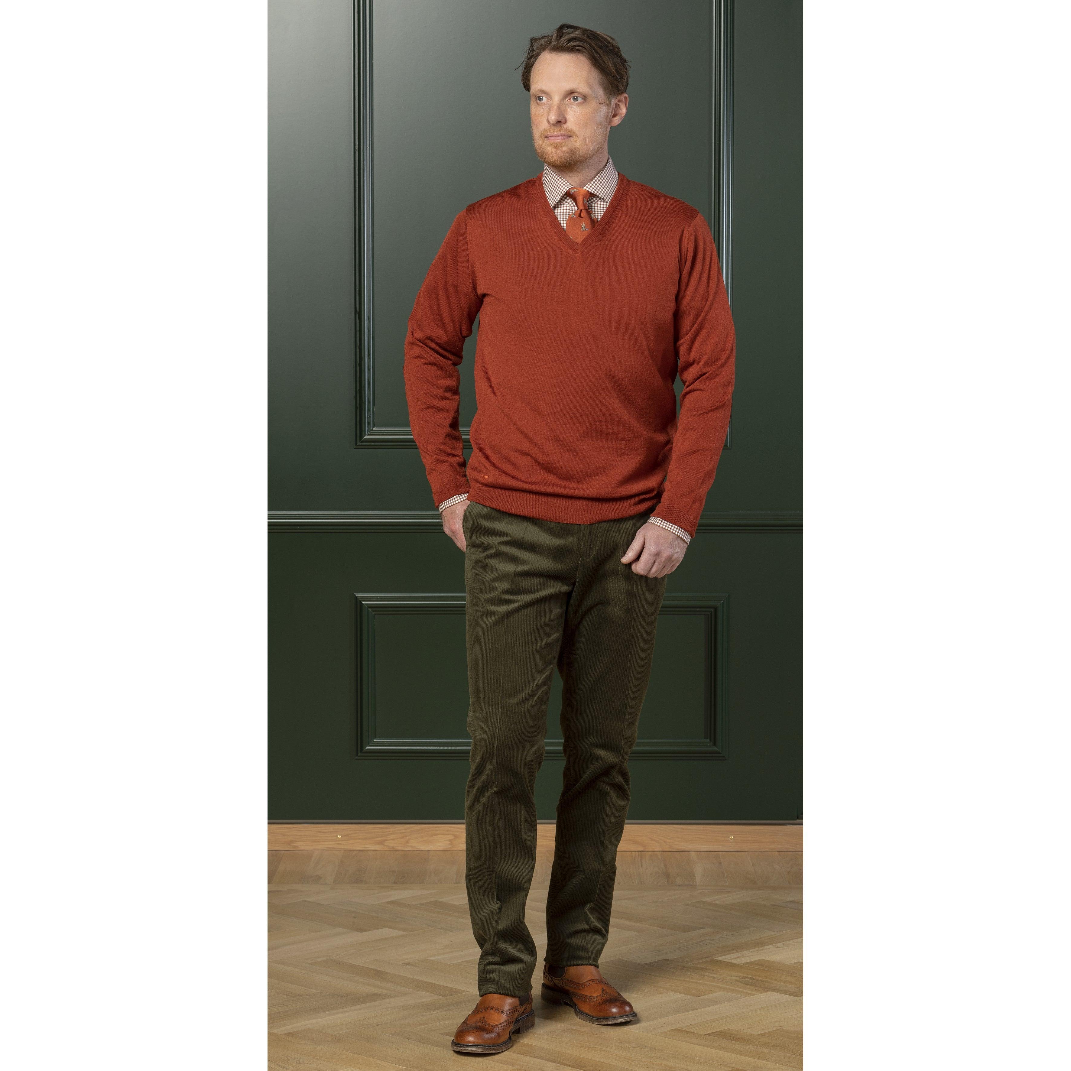 Laksen Sussex V-Neck Mens Merino Jumper - Tile - William Powell