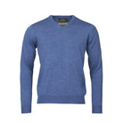 Laksen Sussex V-Neck Merino Mens Jumper - Denim - William Powell