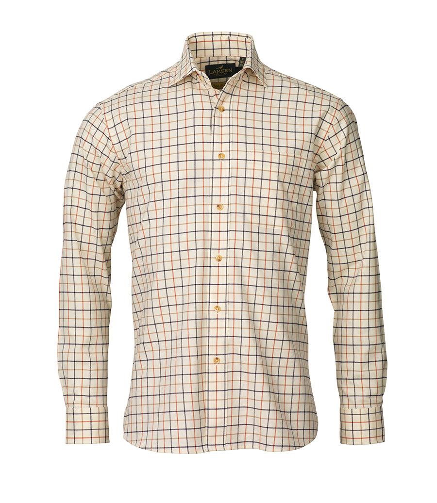 Laksen Tommy Mens Tattersall Shirt - Orange/Sand/Navy - William Powell