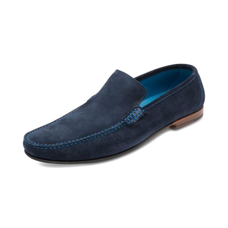 Loake Nicholson Mens Suede Moccasin - Navy Suede - William Powell