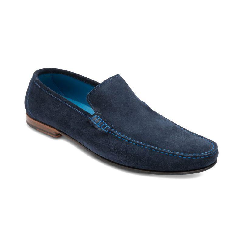 Loake Nicholson Mens Suede Moccasin - Navy Suede - William Powell