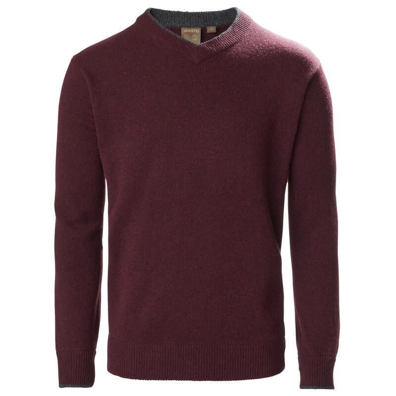 Musto Country V Neck Mens Jumper - Oxblood - William Powell