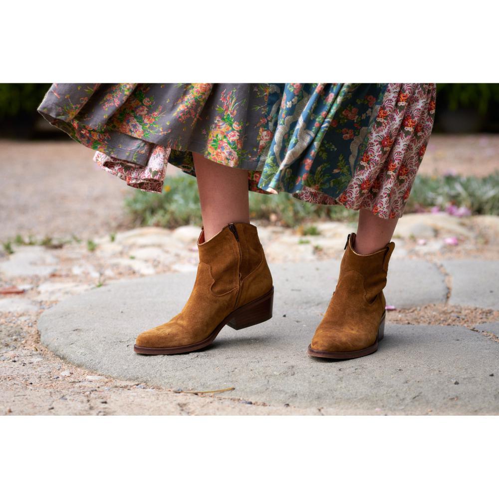 Penelope Chilvers Cassidy Ladies Suede Cowboy Boots - Tan - William Powell