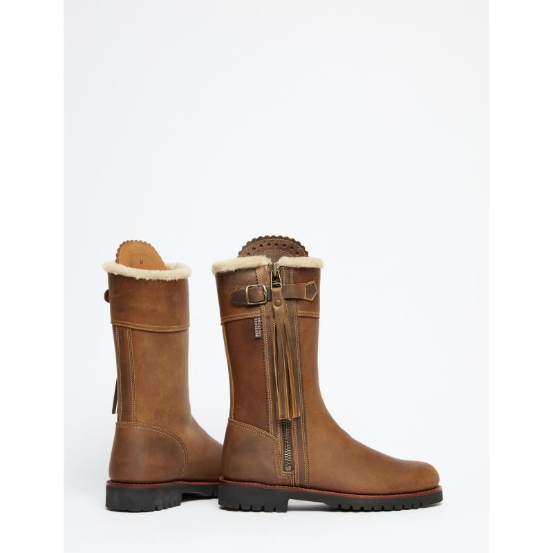 Penelope Chilvers Midcalf Tassel Ladies Shearling Lined Boot - Biscuit - William Powell