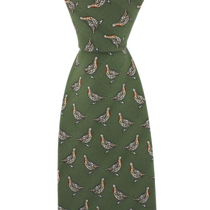Pure Silk Tie Grouse - Green - William Powell