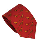 Pure Silk Tie Standing Pheasant - Red - William Powell