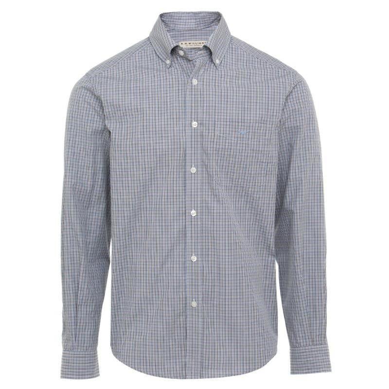 R.M.Williams Collins Fine Check Shirt - Blue/Brown/Navy - William Powell