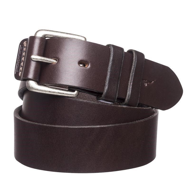 R.M.Williams Covered Buckle Leather Belt - Chestnut - William Powell