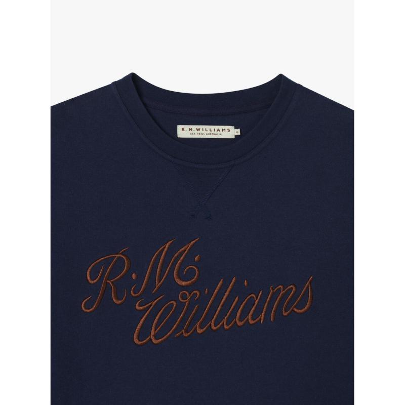 R.M.Williams Script Crew Neck Mens Sweater - Navy - William Powell