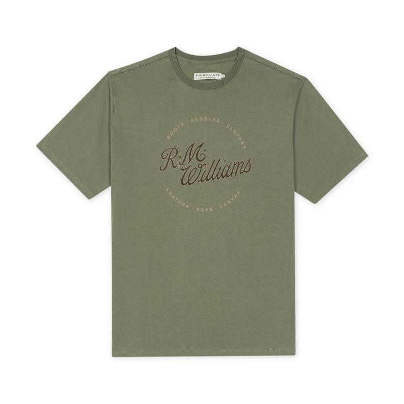 R.M.Williams Script Stamp Mens T-Shirt - Khaki - William Powell