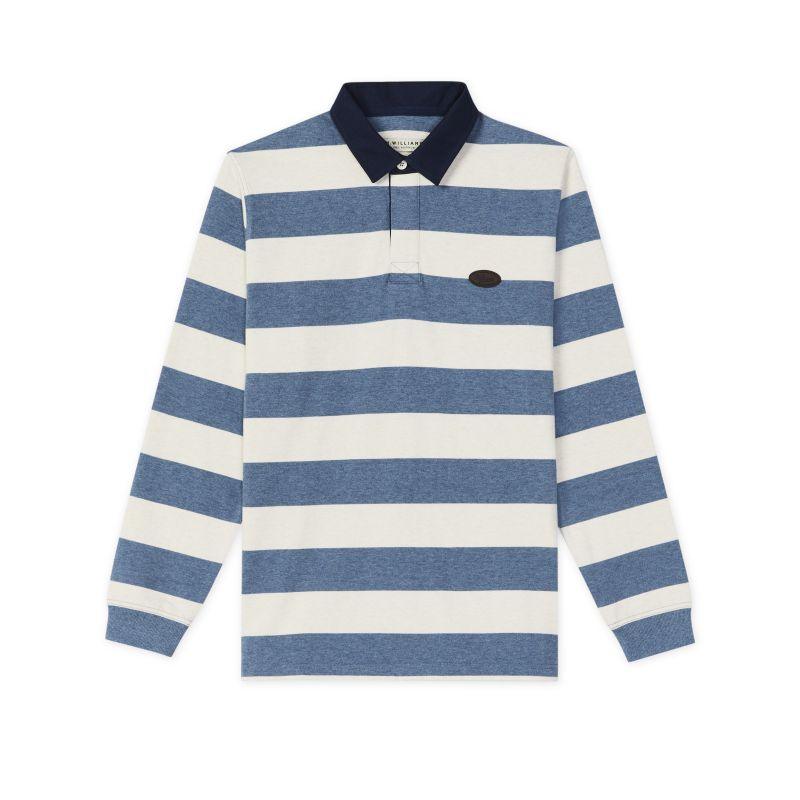 R.M.Williams Tweedale Mens Cotton Rugby Shirt - Blue/White - William Powell