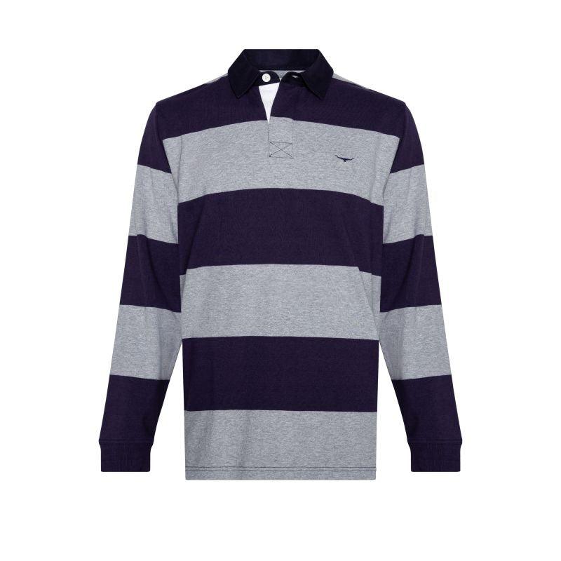 R.M.Williams Tweedale Mens Cotton Rugby Shirt - Navy/Grey - William Powell