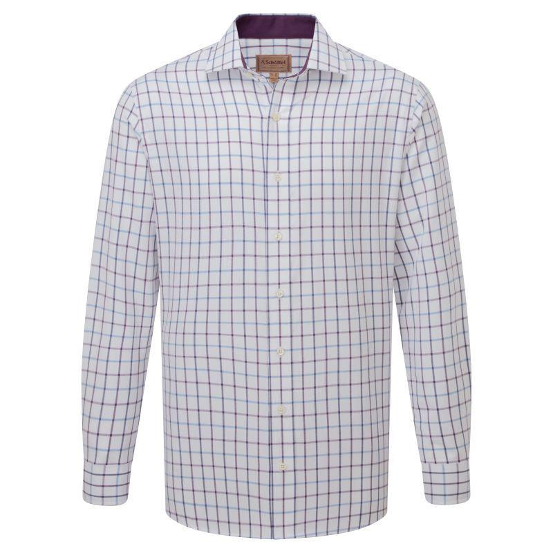Schoffel Baconsthorpe Tailored Mens Shirt - Purple Check - William Powell