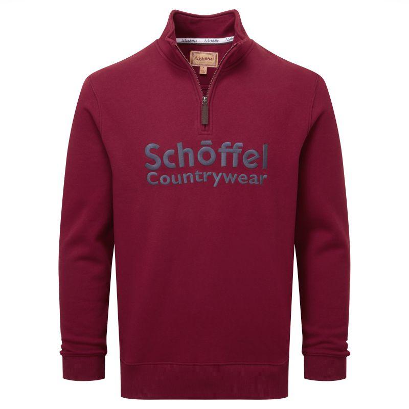 Schoffel Bude Mens 1/4 Zip Sweatshirt - Bordeaux - William Powell