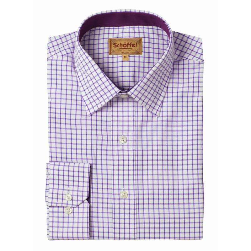Schoffel Cambridge Cotton Check Mens Shirt - Purple - William Powell