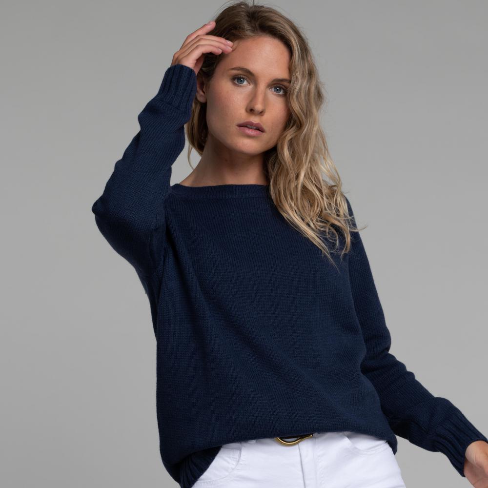 Schoffel Cornwall Cotton Crew Ladies Jumper - Washed Navy - William Powell