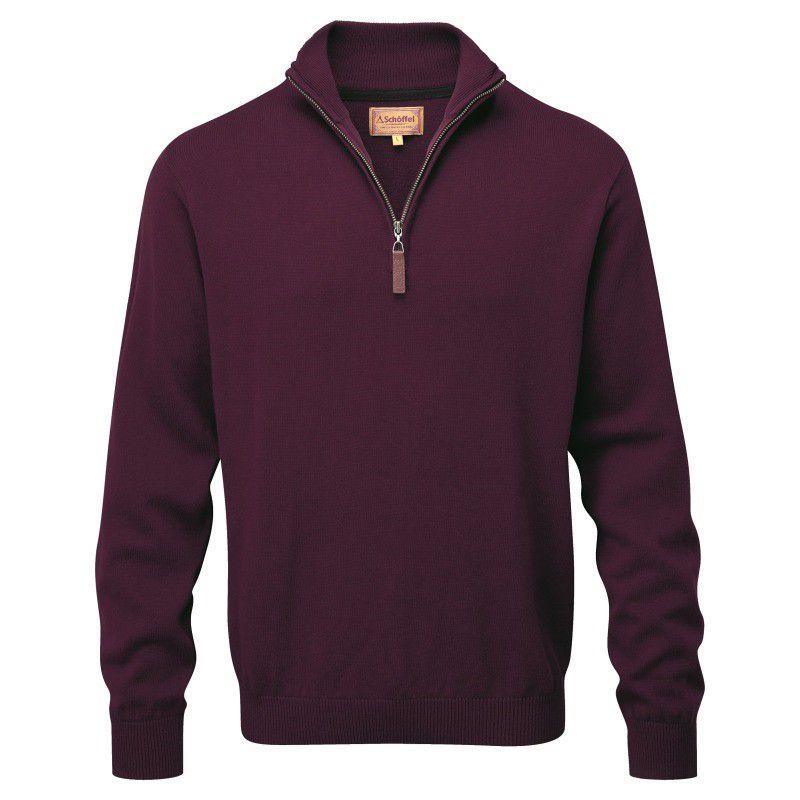 Schoffel Cotton Cashmere 1/4 Zip Jumper - Fig - William Powell