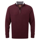 Schoffel Cotton Cashmere 1/4 Zip Mens Jumper - Damson - William Powell