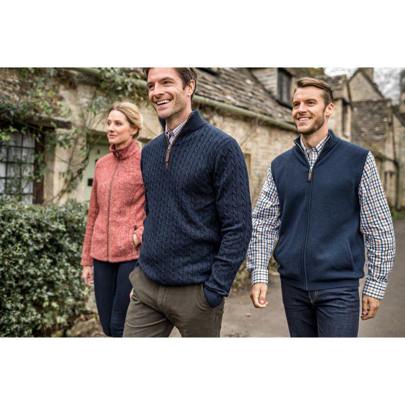 Schoffel Cotton Cashmere Cable 1/4 Zip Jumper - Navy - William Powell