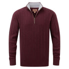 Schoffel Cotton Cashmere Cable 1/4 Zip Mens Jumper - Damson - William Powell