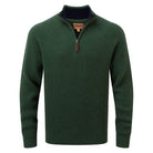 Schoffel Forres Ribbed Lambswool 1/4 Zip Neck Mens Jumper - Evergreen - William Powell