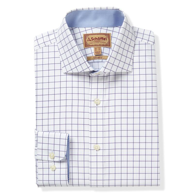 Schoffel Greenwich Tailored Fit Mens Shirt - Purple Check - William Powell