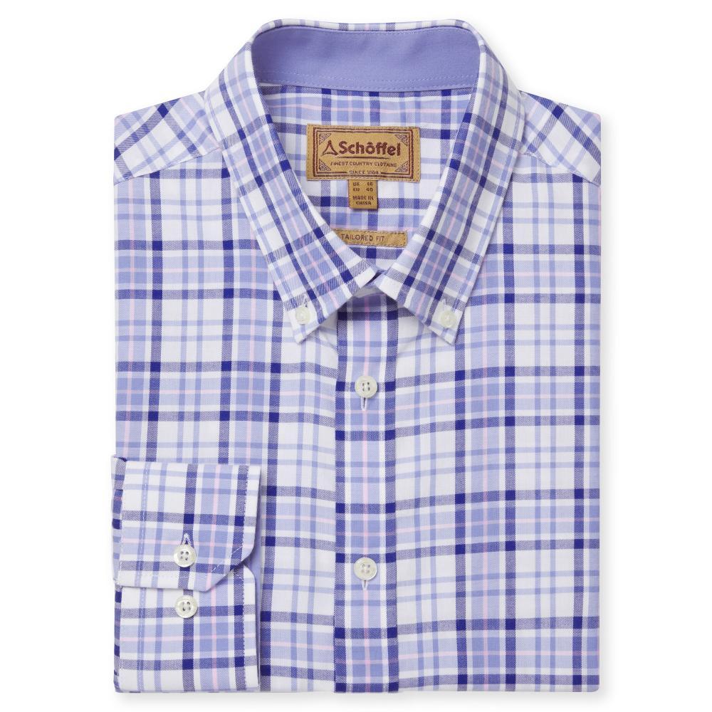 Schoffel Healey Tailored Mens Shirt - Blue/Pink Check - William Powell