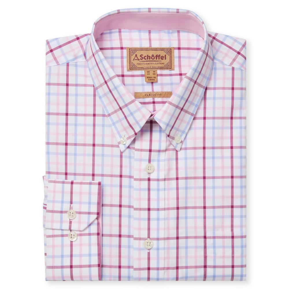 Schoffel Holkham Classic Mens Shirt - Pink/Blue/Raspberry Check - William Powell