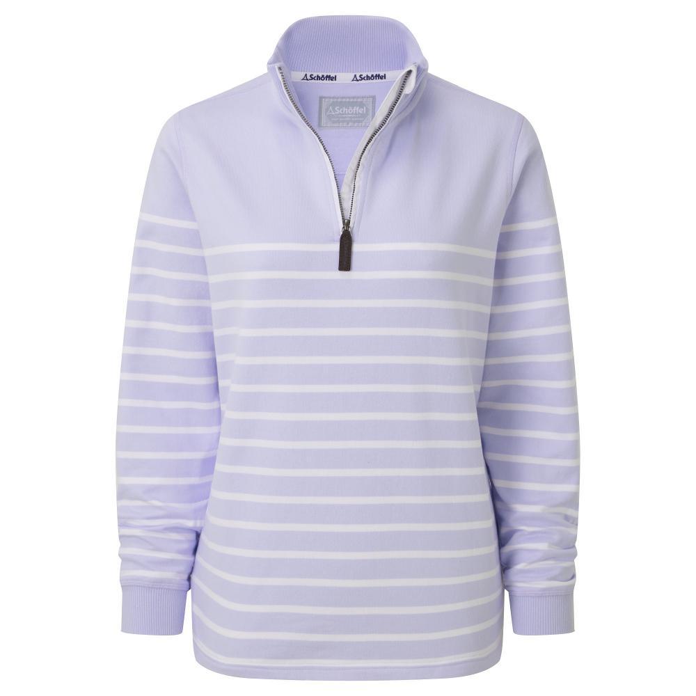 Schoffel Hope Cove 1/4 Zip Ladies Sweatshirt - Pale Blue Stripe - William Powell