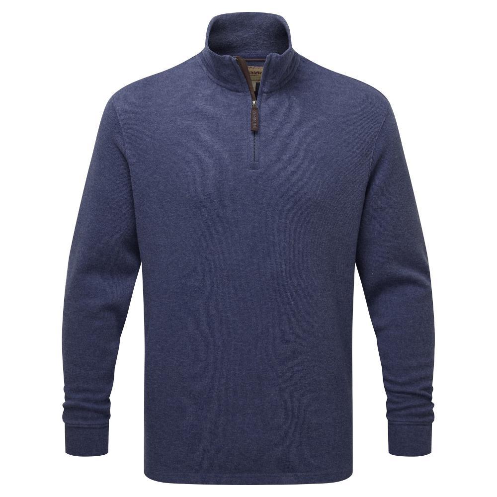 Schoffel Cotton French Rib 1/4 Zip Mens Jumper - French Navy - William Powell
