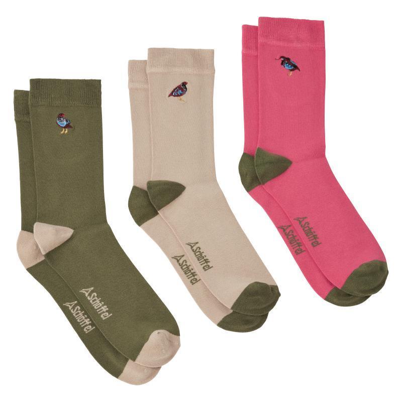 Schoffel Ladies Bamboo Socks (Box of 3) 4-7 UK - French Partridge Artichoke Mix - William Powell