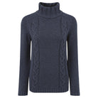 Schoffel Ladies Merino Cable Roll Neck Jumper - Indigo - William Powell