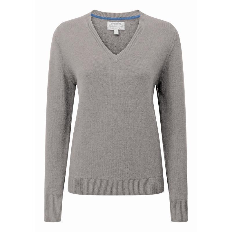 Schoffel Ladies Merino V Neck Jumper - Silver Grey - William Powell