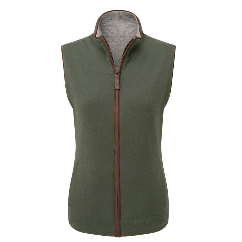 Schoffel Ladies Reversible Merino/ Cashmere Gilet - Cedar/Silver Grey - William Powell