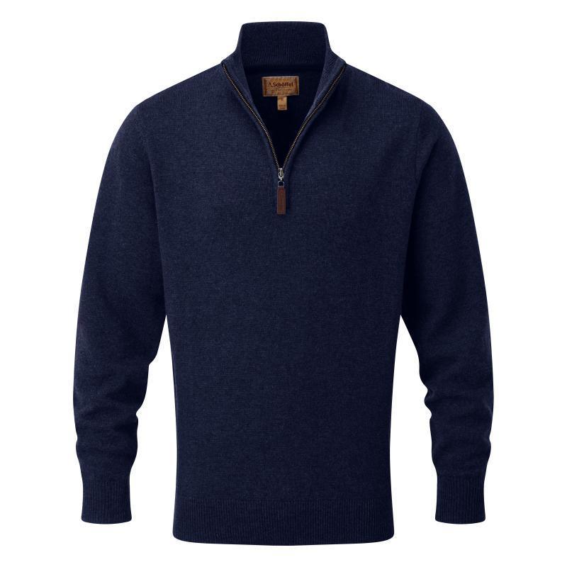 Schoffel Lambswool 1/4 Zip Neck Jumper - Navy - William Powell