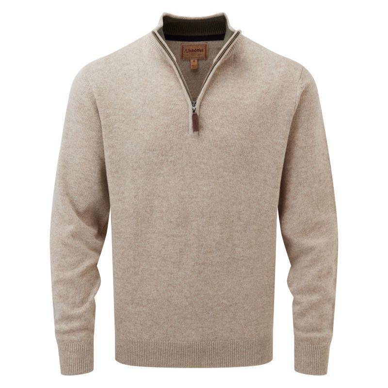 Schoffel Lambswool 1/4 Zip Neck Mens Jumper - Oat - William Powell