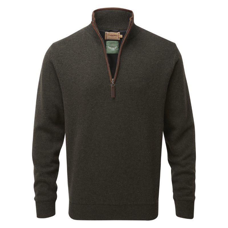 Schoffel Lambswool Aerobloc 1/4 Zip Neck Jumper - Loden - William Powell