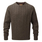 Schoffel Lambswool Chunky Cable Crew Neck Mens Jumper - Mocha - William Powell