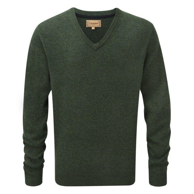 Schoffel Lambswool V Neck Jumper - Forest - William Powell