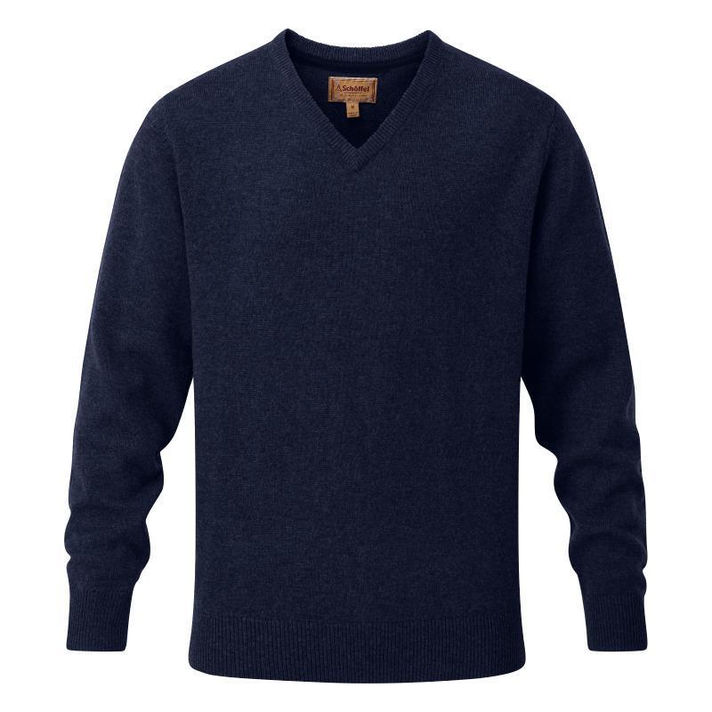 Schoffel Lambswool V Neck Jumper - Navy - William Powell