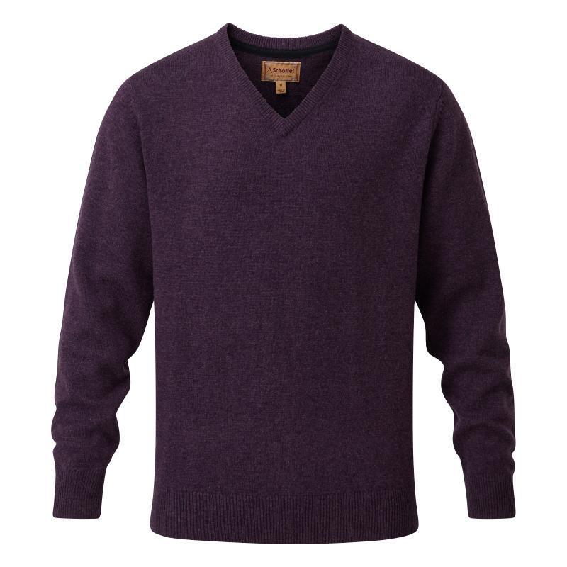 Schoffel Lambswool V Neck Jumper - Prune - William Powell