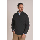 Schoffel Merino 1/4 Zip with Contrast Trims - Charcoal / Fig - William Powell