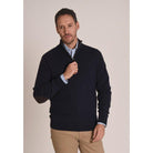 Schoffel Merino 1/4 Zip with Contrast Trims - Navy / Mocha - William Powell