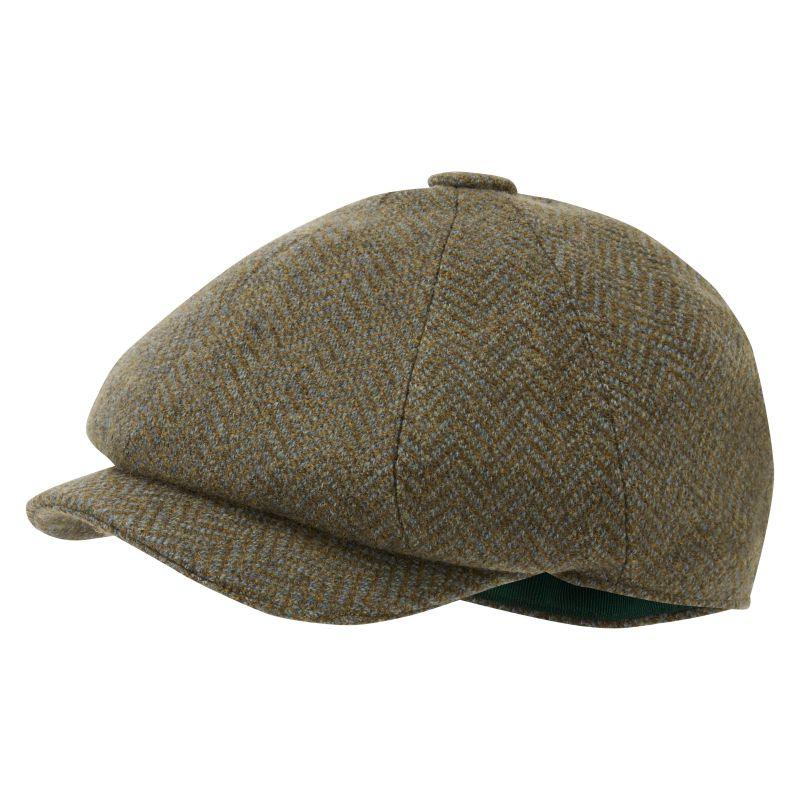 Schoffel Newsboy Ladies Cap - Loden Green Herringbone Wide Tweed - William Powell