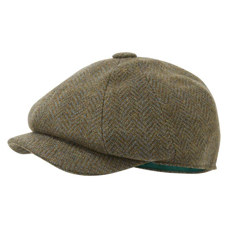 Schoffel Newsboy Mens Cap - Loden Green Herringbone Wide Tweed - William Powell