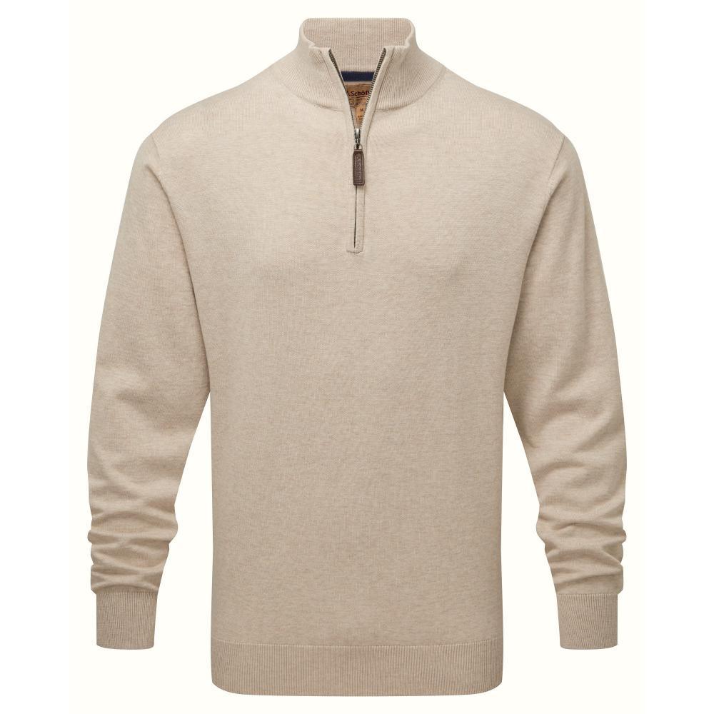 Schoffel Porthmeor Pima Cotton 1/4 Zip Mens Jumper - Oat - William Powell