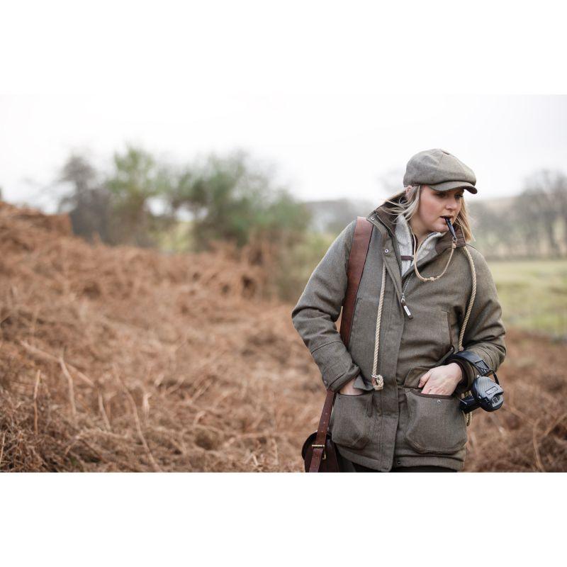 Schoffel Ptarmigan GORE-TEX Ladies Tweed Coat - Loden Green Herringbone Tweed - William Powell