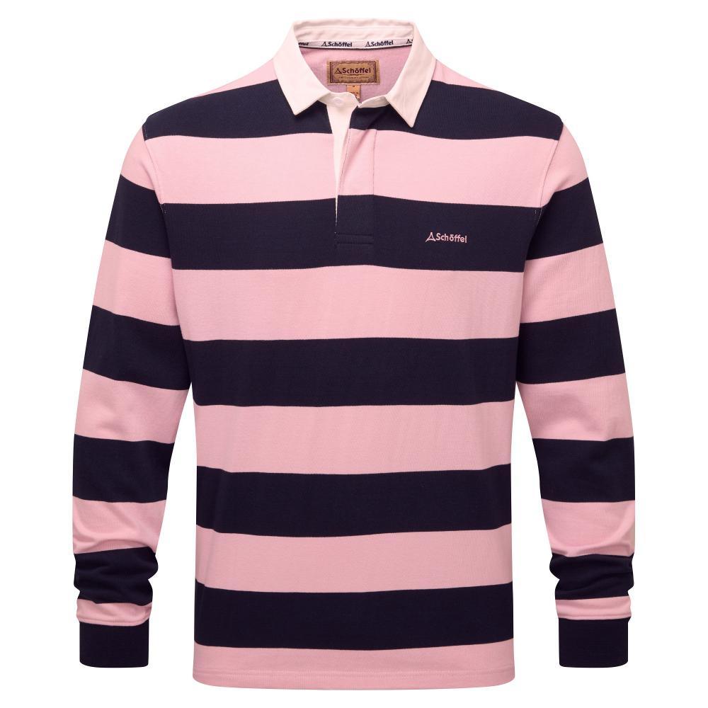 Schoffel St Mawes Mens Rugby Shirt - Navy/Pink Stripe - William Powell
