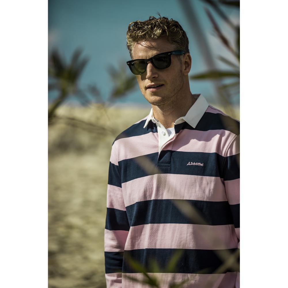 Schoffel St Mawes Mens Rugby Shirt - Navy/Pink Stripe - William Powell