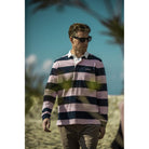 Schoffel St Mawes Mens Rugby Shirt - Navy/Pink Stripe - William Powell